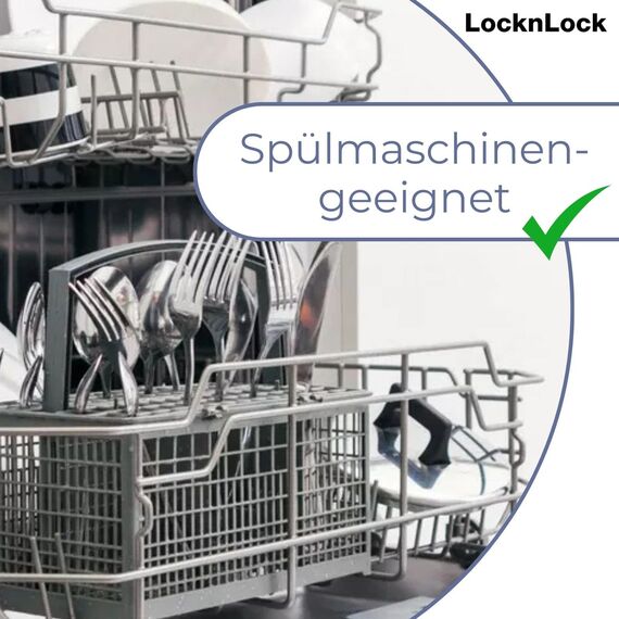 LocknLock CLASSIC Frischhaltedose | 2,4 L | 20,8 x 14,3 x 12,8 cm | 100 % luft- und wasserdichte Vorratsdose | Spülmaschinen-, und Mikrowellengeeignet | BPA-Frei | 4-fach Sicherheits-Verschluss