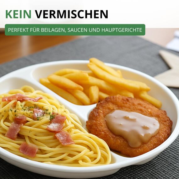 Westmark Mikrowellen-Menüteller mit 3 Einteilungen, 2 Stück, Durchmesser: 25 cm, Kunststoff, Weiß, 224022E3