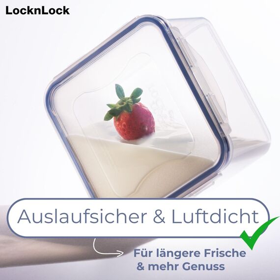 LocknLock CLASSIC Frischhaltedose | 1 L | 15 x 10,9 x 11,7 cm | 100 % luft- und wasserdichte Vorratsdose | Spülmaschinen-, und Mikrowellengeeignet | BPA-Frei | 4-fach Sicherheits-Verschluss