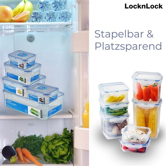 LocknLock PP Classic Vorratsdosen Set 5tlg., 180, 350, 600, 870ml, 3,6L, Vorratsdosen mit Deckel luftdicht & auslaufsicher, Gefrier-, Spülmaschinen- & Mikrowellengeeignete Aufbewahrungsboxen Küche