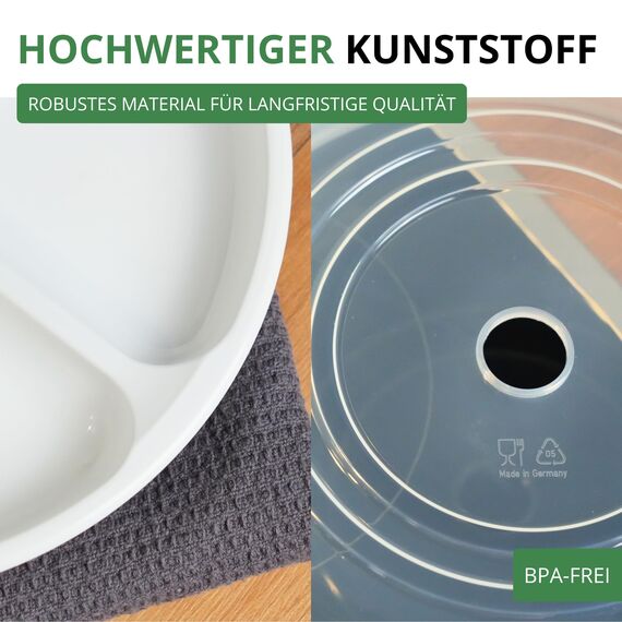 Westmark Mikrowellen-Set, 2tlg., Menüteller und Abdeckhaube, ø je 25 cm, Kunststoff, Weiß/Transparent, 224022E6
