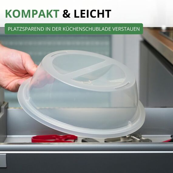 Westmark Teller-Abdeckhauben, 2 Stück, ø je ca. 27,5 cm, Zum Auftauen und Erwärmen in der Mikrowelle, Kunststoff, Weiß, 224622E3