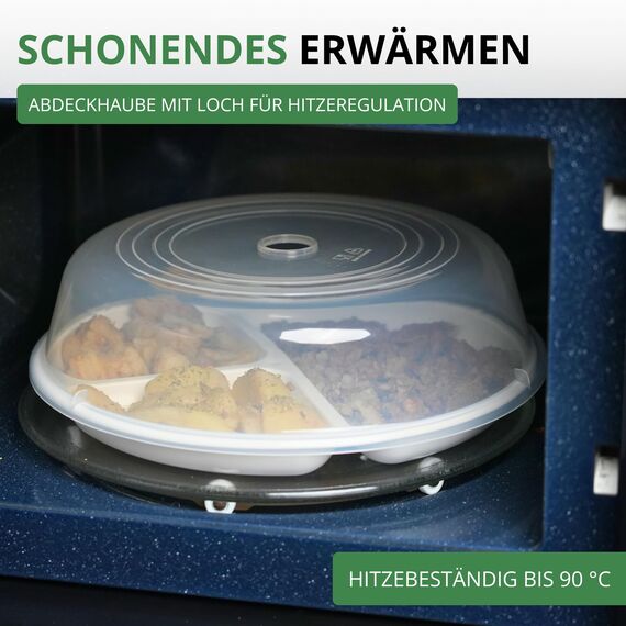 Westmark Mikrowellen-Set, 2tlg., Menüteller und Abdeckhaube, ø je 25 cm, Kunststoff, Weiß/Transparent, 224022E6