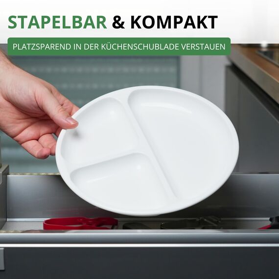 Westmark Mikrowellen-Menüteller mit 3 Einteilungen, 2 Stück, Durchmesser: 25 cm, Kunststoff, Weiß, 224022E3