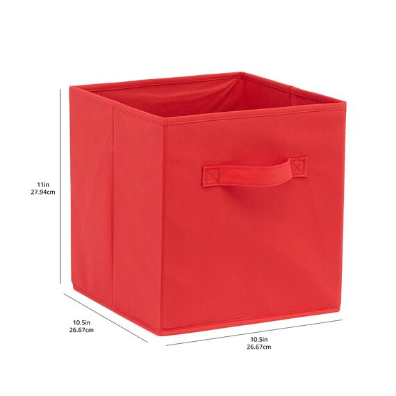 Amazon Basics Foldable Storage Cubes, 6 Stück, Rot, 26.6 x 26.6 x 27.9 cm