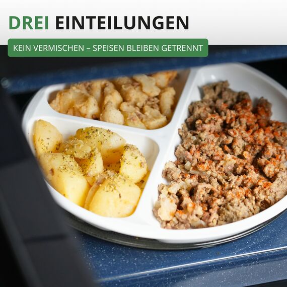 Westmark Mikrowellen-Set, 2tlg., Menüteller und Abdeckhaube, ø je 25 cm, Kunststoff, Weiß/Transparent, 224022E6