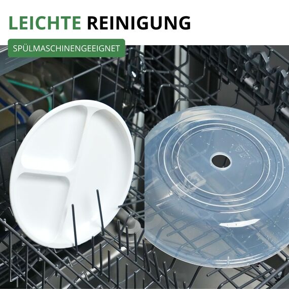 Westmark Mikrowellen-Set, 2tlg., Menüteller und Abdeckhaube, ø je 25 cm, Kunststoff, Weiß/Transparent, 224022E6
