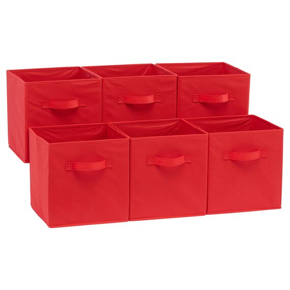 Amazon Basics Foldable Storage Cubes, 6 Stück, Rot, 26.6 x 26.6 x 27.9 cm
