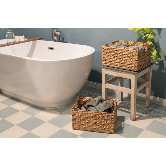 Decorasian Korb Aufbewahrung geflochten aus Wasserhyazinthe - Seegras rechteckig - 37cm