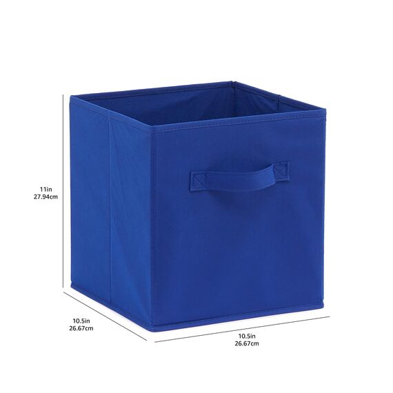 Amazon Basics Zusammenklappbarer Aufbewahrungswürfel/Organizer aus Stoff mit Griffen, 26,6 x 26,6 x 27,9 cm, 6 Stück, Einfarbig Marineblau