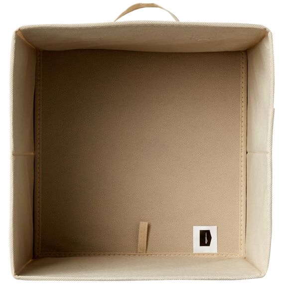 Amazon Basics zusammenklappbarer Aufbewahrungswürfel/Organizer aus Stoff mit Griffen, 33 cm x 33 cm x 33 cm, Beige, 6 Stück, Einfarbig Beige