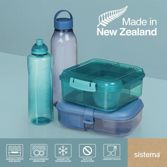 Sistema Ribbon Bento Box Brotdose mit flexiblem Einsatz und Joghurt-/Fruchtbehälter | Mit recyceltemozeangebundenem Kunststoff | 1,1 L Lunchbox im Bento Style | BPA-frei