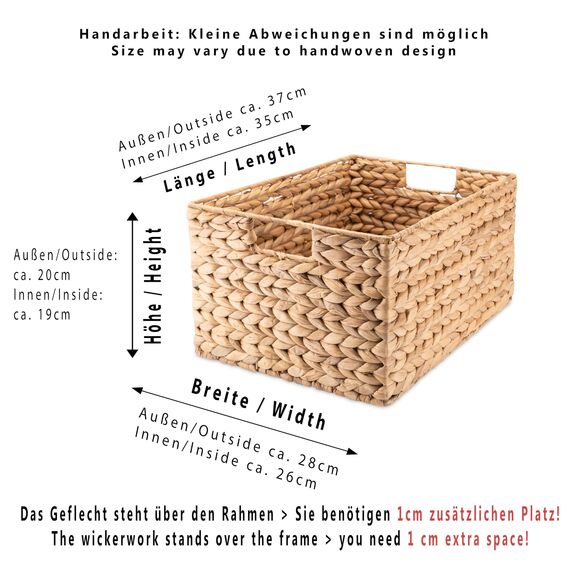 Decorasian Korb Aufbewahrung geflochten aus Wasserhyazinthe - Seegras rechteckig - 37cm