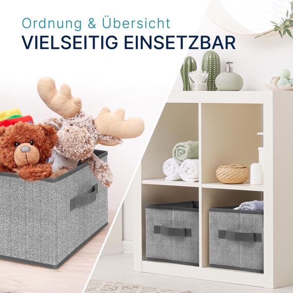 TOPP4u 3er Set Aufbewahrungsboxen aus Stoff 30x21x18 cm - Boxen Aufbewahrung - faltbare Aufbewahrungsbox - Schubladen Organizer Box - Kleiderschrank Kisten - Kleine Stoffboxen, Ordnungsbox Grau-Beige