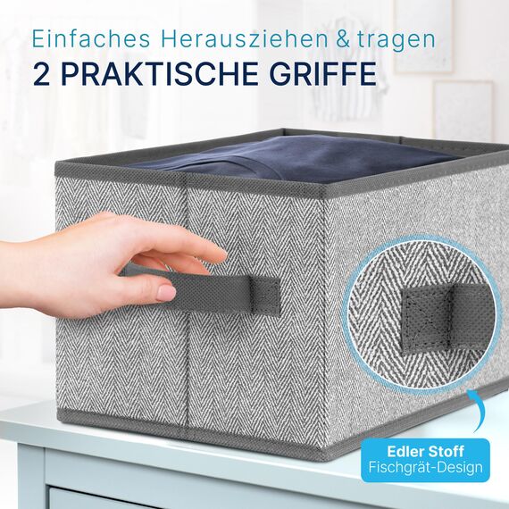 TOPP4u 3er Set Aufbewahrungsboxen aus Stoff 30x21x18 cm - Boxen Aufbewahrung - faltbare Aufbewahrungsbox - Schubladen Organizer Box - Kleiderschrank Kisten - Kleine Stoffboxen, Ordnungsbox Grau-Beige