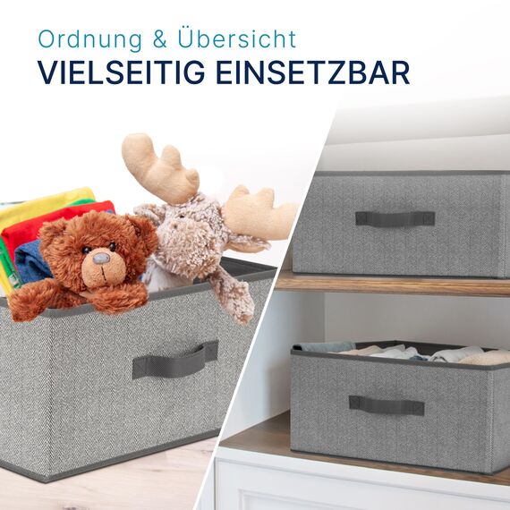 TOPP4u 2er Set große Aufbewahrungsboxen 50x40x20 cm - Boxen Aufbewahrung groß - Aufbewahrungskorb faltbar - Kleiderschrank Organizer - Stoff Kleiderboxen als Schrank Kisten - Stoffboxen in Grau-Beige