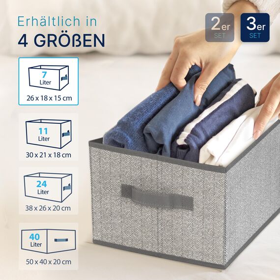 TOPP4u 3er Set Kleine Aufbewahrungsbox 26x18x15 cm - Boxen Aufbewahrung - Aufbewahrungsbox faltbar - Schubladen Organizer Box - Faltbox Kisten Kleiderschrank Stoffboxen für Unterwäsche, Hosen, Socken