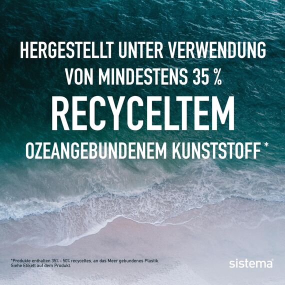 Sistema Bento Box Ocean Bound Plastic Brotdose mit Fächern | 1,25 L Lunchbox mit Joghurt-/Fruchtbehälter | Lunchbox Kinder & Erwachsene l | Hergestellt mit recyceltem Kunststoff | türkis