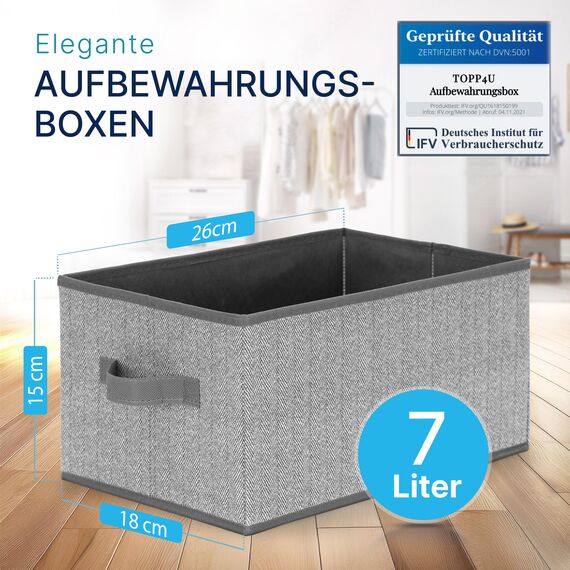 TOPP4u 3er Set Kleine Aufbewahrungsbox 26x18x15 cm - Boxen Aufbewahrung - Aufbewahrungsbox faltbar - Schubladen Organizer Box - Faltbox Kisten Kleiderschrank Stoffboxen für Unterwäsche, Hosen, Socken