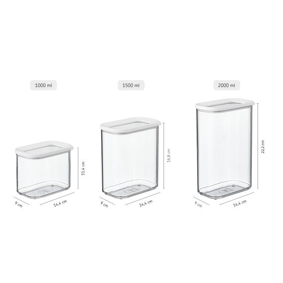 Mepal Transparente Vorratsdosen mit Deckel - Lebensmittelbehälter Rechteckige - Küchenorganizer & Aufbewahrungsbox aus Kunststoff - Vorratsbehälter Luftdicht & Stapelbar - 1500 ml - White