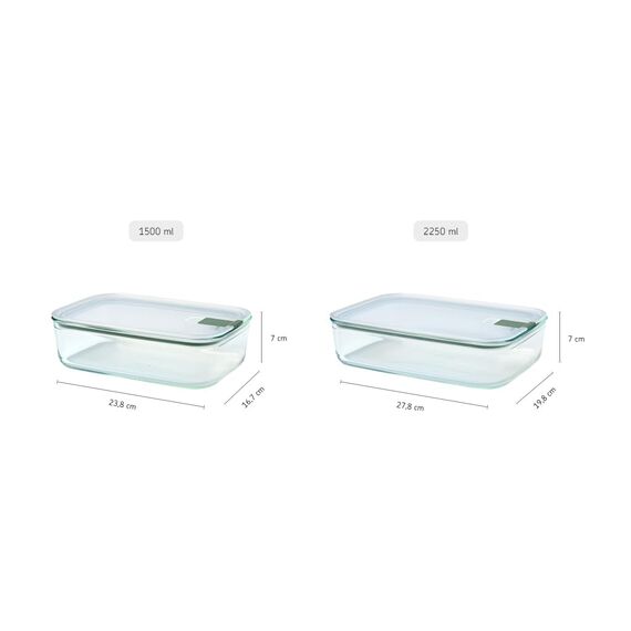 Mepal - Glasbehälter mit deckel EasyClip - Meal prep boxen - Geeignet für Mikrowelle, Dampfgarer, Ofen und Gefrierschrank - Luftdicht und auslaufsicher - Mikrowellengeschirr - 2250 ml - Nordic sage