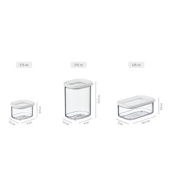 Mepal Transparente Vorratsdosen mit Deckel - Lebensmittelbehälter Rechteckige - Küchenorganizer & Aufbewahrungsbox aus Kunststoff - Vorratsbehälter Luftdicht & Stapelbar - 425 ml - White