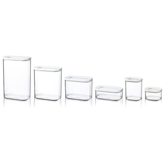 Mepal Transparente Vorratsdosen mit Deckel Mini - Lebensmittelbehälter Rechteckige - Küchenorganizer & Aufbewahrungsbox aus Kunststoff - Vorratsbehälter Luftdicht & Stapelbar - 175 ml - White