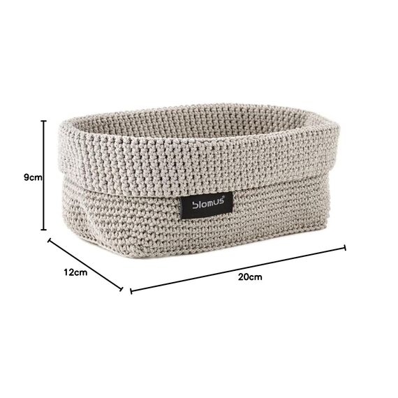 blomus -TELA- Häkelkorb L aus Kunstfaser, Sand, Korb für Aufbewahrung, hochwertige Verarbeitung, exklusive Optik, ideal für Handtücher, Kosmetik etc. (H / B / T: 9 x 12 x 20 cm, Sand, 68886)