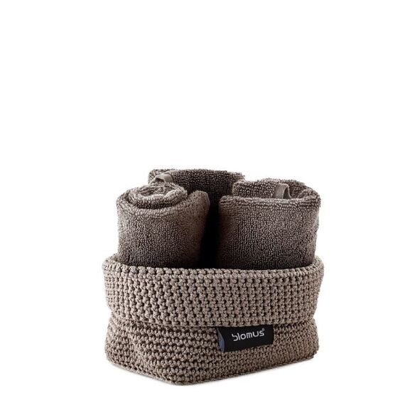 blomus -TELA- Häkelkorb L aus Kunstfaser, Sand, Korb für Aufbewahrung, hochwertige Verarbeitung, exklusive Optik, ideal für Handtücher, Kosmetik etc. (H / B / T: 9 x 12 x 20 cm, Sand, 68886)