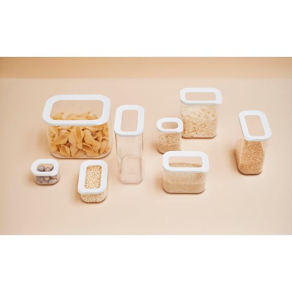 Mepal Transparente Vorratsdosen mit Deckel - Lebensmittelbehälter Rechteckige - Küchenorganizer & Aufbewahrungsbox aus Kunststoff - Vorratsbehälter Luftdicht & Stapelbar - 425 ml - White