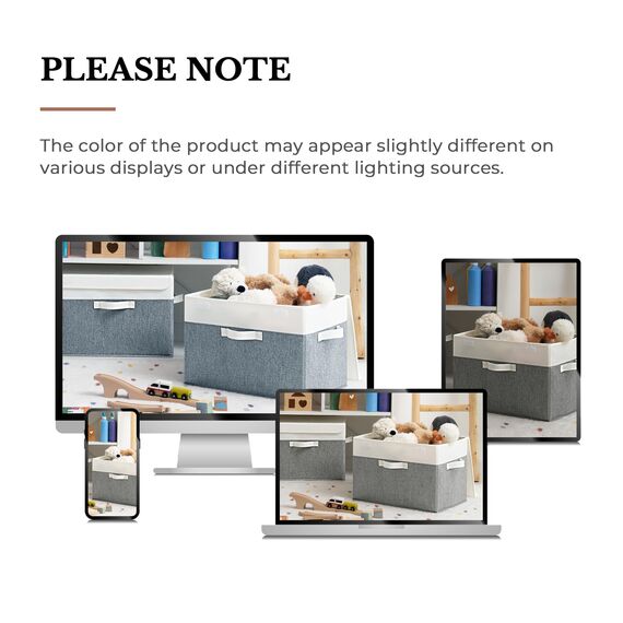 GRANNY SAYS Aufbewahrungsboxen mit Deckel groß, 2 Stück Kisten Aufbewahrung, Aufbewahrungsbox mit Deckel Stoff, Aufbewahrungskörbe für Kleidung, weiß-grau Faltboxen mit Deckel für Kleiderschrank