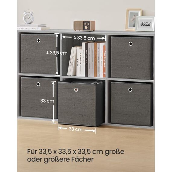 SONGMICS Aufbewahrungsbox, 6er Set, Ordnungsboxen, Oxford-Gewebe, Faltbox, 33 x 33 x 33 cm, Stoffbox, für Würfelregal, Organizer für Kleidung, nebelgrau RFB133G01