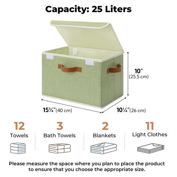GRANNY SAYS Aufbewahrungsboxen mit Deckel, 2 Stück Kisten Aufbewahrung Stoff, Faltbare Organizer Box mit Deckel, Aufbewahrungskörbe für Kleidung, grün Faltboxen mit Deckel für Kleiderschrank