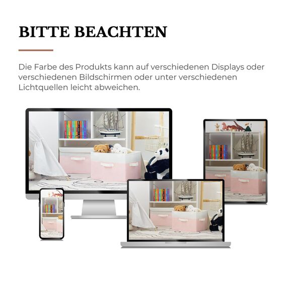 GRANNY SAYS Aufbewahrungsbox Stoff mit Deckel, 2 Stück Kisten Aufbewahrung mit Deckel, Faltbare Ordnungsboxen, Aufbewahrungskörbe für Kleidung, weiß-rosa Faltboxen mit Deckel für Kleiderschrank