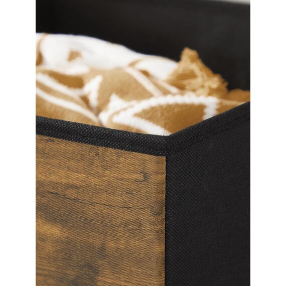 SONGMICS Aufbewahrungsbox, 6er Set, Ordnungsboxen, Oxford-Gewebe, Faltbox, 30 x 30 x 30 cm, Stoffbox, für Würfelregal, Organizer für Kleidung, vintagebraun-schwarz RFB102B01