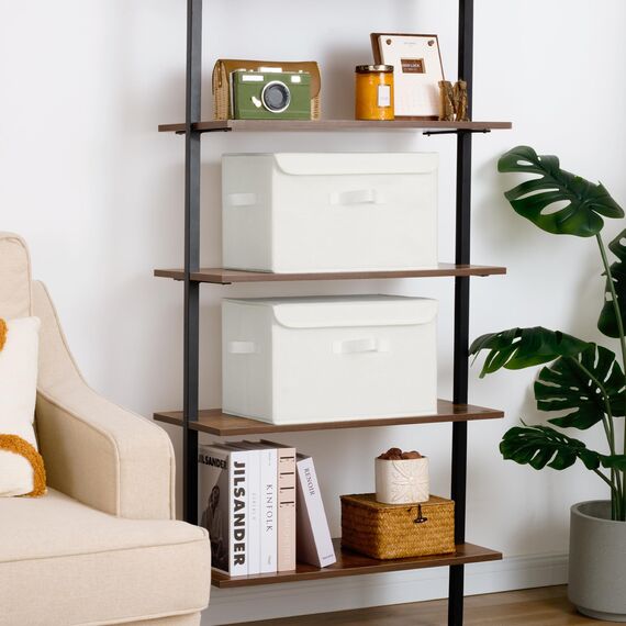 GRANNY SAYS Aufbewahrungsboxen mit Deckel, 2 Stück Kisten Aufbewahrung mit Deckel, Faltbare Ordnungsboxen Stoff, Aufbewahrungskorb mit Deckel für Kleidung, weiß Faltboxen mit Deckel für Kleiderschrank