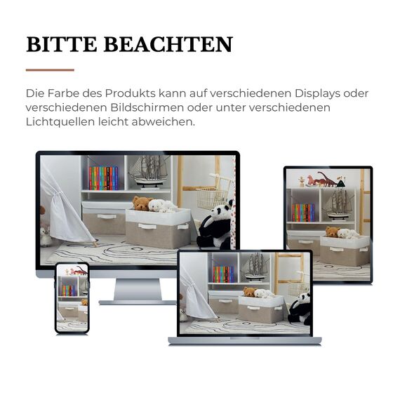 GRANNY SAYS Aufbewahrungsboxen mit Deckel, 2 Stück Kisten Aufbewahrung Stoff, Faltbare Organizer Box mit Deckel, Aufbewahrungskörbe für Kleidung, weiß-braun Faltboxen mit Deckel für Kleiderschrank