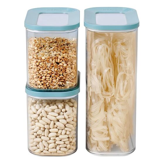 Mepal | Vorratsbehälter Modula 3-teiliges Set | Aufbewahrungsboxen mit Deckel | Küchenorganizer & Vorratsboxen | Stapelbar & Luftdicht | 1x 2000 ml & 2x 1000 ml | Nordic Green