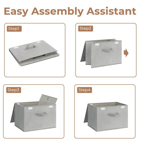 GRANNY SAYS Aufbewahrungsboxen mit Deckel Stoff, 2 Stück Kisten Aufbewahrung groß, Organizer Box mit Deckel, Aufbewahrungskörbe für Kleidung, grau Faltboxen mit Deckel für Kleiderschrank