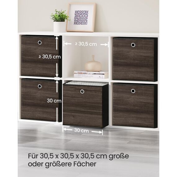 SONGMICS Aufbewahrungsbox, 6er Set, Ordnungsboxen, Oxford-Gewebe, Faltbox, 30 x 30 x 30 cm, Stoffbox, für Würfelregal, Organizer für Kleidung, kastanienbraun RFB102K01