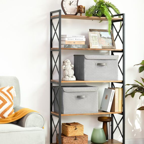 GRANNY SAYS Aufbewahrungsboxen mit Deckel Stoff, 2 Stück Kisten Aufbewahrung groß, Organizer Box mit Deckel, Aufbewahrungskörbe für Kleidung, grau Faltboxen mit Deckel für Kleiderschrank