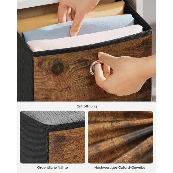 SONGMICS Aufbewahrungsbox, 6er Set, Ordnungsboxen, Oxford-Gewebe, Faltbox, 26 x 26 x 28 cm, Stoffbox, für Würfelregal, Organizer für Kleidung, vintagebraun-schwarz RFB126B01