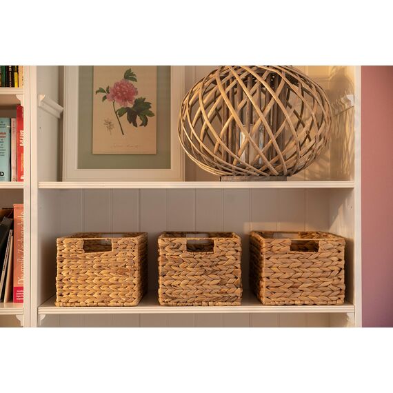 Decorasian Korb Aufbewahrung geflochten aus Wasserhyazinthe - Seegras rechteckig - 32cm