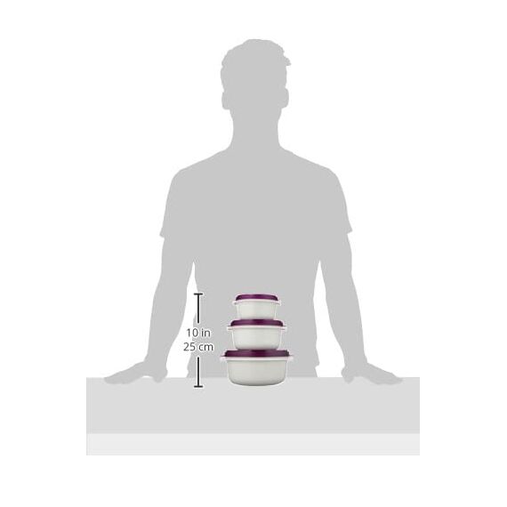 Emsa 508455 Micro Family 3er Pack 0.5 / 1.0 / 1.5 L weiß / brombeer