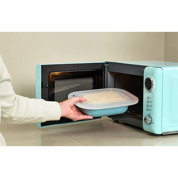 Mepal Multi Bowl Cirqula Rectangular - Mikrowellen Geschir - Geeignet als Luftdichte Aufbewahrungsbox für den Kühlschrank, Mikrowellengeschirr & als Frischhaltedosen - 2000 ml - Nordic sage