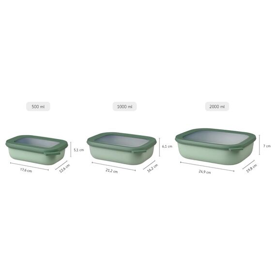 Mepal - Multi Bowl Cirqula Rectangular - Vorratsdose mit Deckel - Geeignet als Luftdichte Aufbewahrungsbox für den Kühlschrank, Mikrowellengeschirr & als Frischhaltedosen - 1000 ml - Vivid green