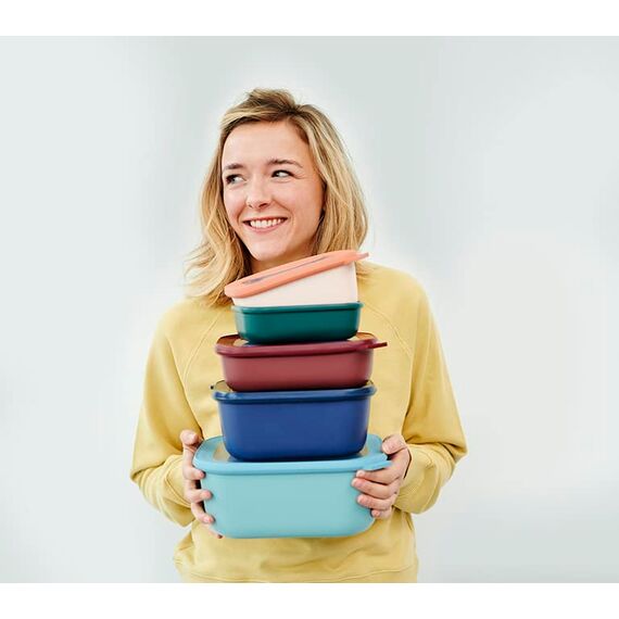 Mepal Multi Bowl Cirqula Rectangular - Mikrowellen Geschir - Geeignet als Luftdichte Aufbewahrungsbox für den Kühlschrank, Mikrowellengeschirr & als Frischhaltedosen - 1000 ml - Vivid mauve