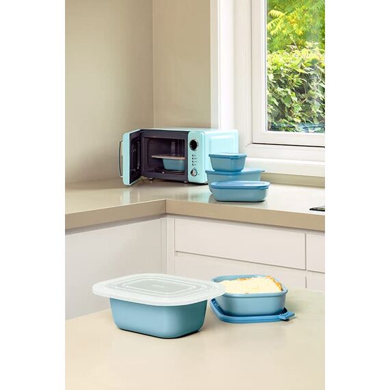 Mepal Multi Bowl Cirqula Rectangular - Mikrowellen Geschir - Geeignet als Luftdichte Aufbewahrungsbox für den Kühlschrank, Mikrowellengeschirr & als Frischhaltedosen - 2000 ml - Vivid mauve