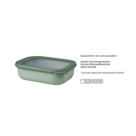 Mepal Multi Bowl Cirqula Rectangular - Mikrowellen Geschir - Geeignet als Luftdichte Aufbewahrungsbox für den Kühlschrank, Mikrowellengeschirr & als Frischhaltedosen - 500 ml - Vivid lilac