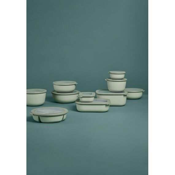 Mepal Multi Bowl Cirqula Rectangular - Mikrowellen Geschir - Geeignet als Luftdichte Aufbewahrungsbox für den Kühlschrank, Mikrowellengeschirr & als Frischhaltedosen - 2000 ml - Nordic sage